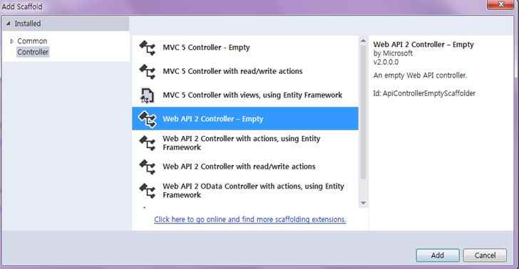 created Web API controller